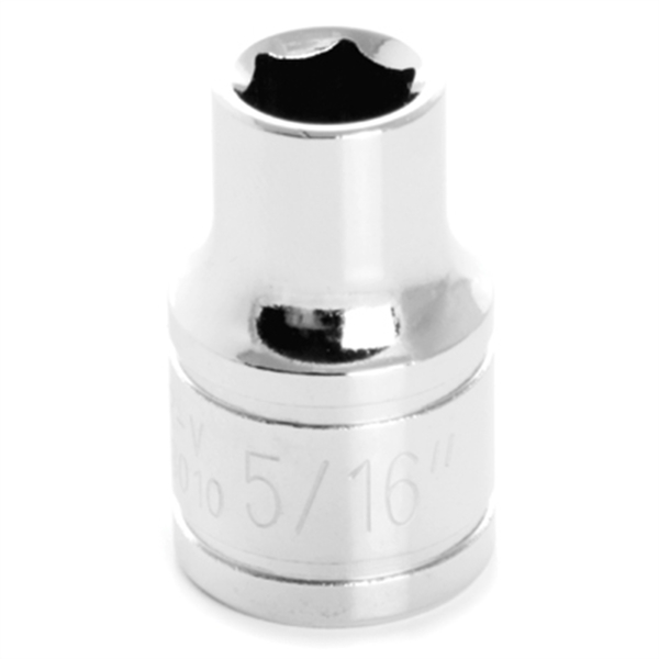 Performance Tool Chrome Socket, 3/8" Drive, 5/16", 6 Point, Shallow W38010